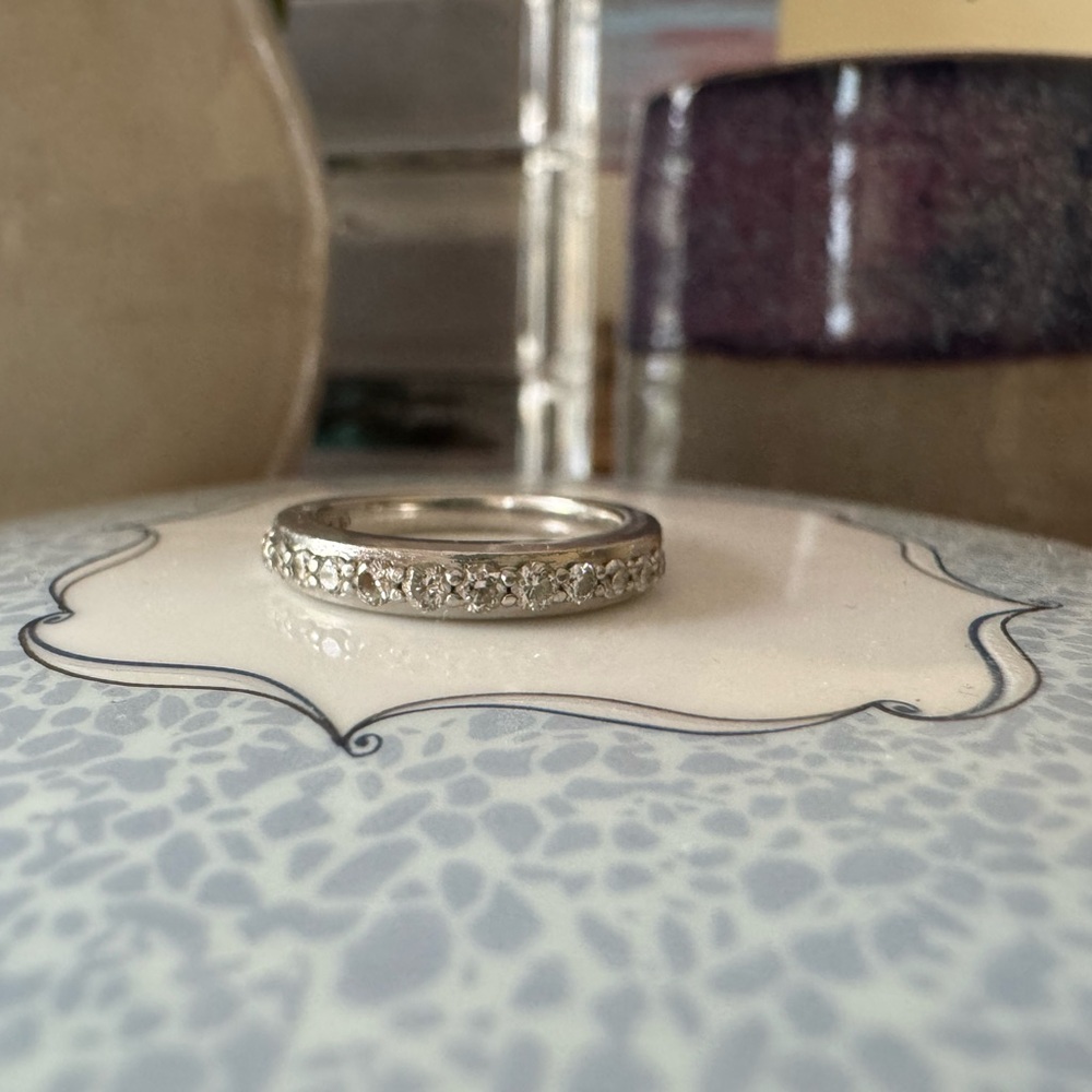Platinum and diamond wedding band